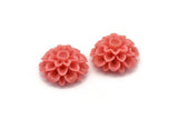 2 Pcs Coral Pink 30 Mm Chrysanthemum Cabochon T033