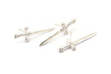 Knight&#39;s Sword Earring, 2 925 Silver Sword Stud Earrings (33x10mm) N0248 A1177