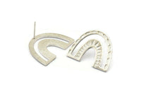 Earring Studs, 2 925 Silver - U Shape Earrings - Silver Earrings - Earrings (20x25x1mm) N1464