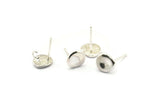 Silver Round Earring, 2 925 Silver Round Earring Studs, With 1 Loop (8mm) N1168