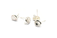 Silver Round Earring, 2 925 Silver Round Earring Studs, With 1 Loop (8mm) N1168