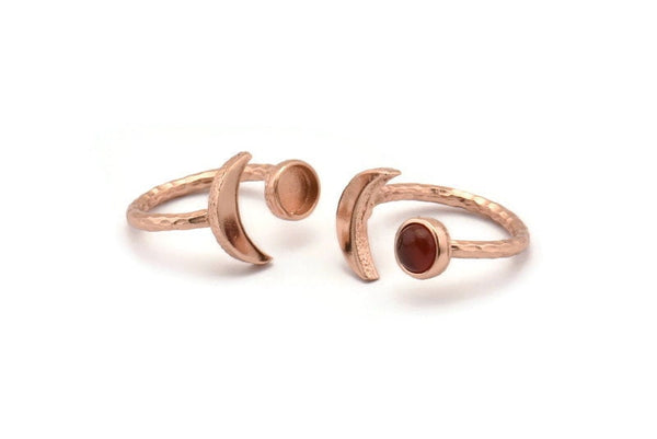 Rose Gold Ring Settings, 1 Rose Gold Plated Brass Moon And Planet Ring With 1 Stone Setting - Pad Size 6.2mm BS 1964 Q0120