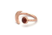 Rose Gold Ring Settings, 2 Rose Gold Plated Brass Moon And Planet Ring With 1 Stone Setting - Pad Size 6.2mm BS 1964 Q0120