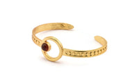 Gold Round Cuff, Gold Plated Brass Round Cuff Stone Setting With 1 Pad -  Pad Size 6mm N1681