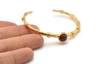 Gold Round Cuff, Gold Plated Brass Round Cuff Stone Setting With 1 Pad -  Pad Size 8mm N1684