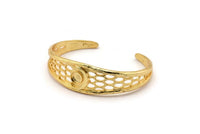 Gold Moon Cuff, Gold Plated Brass Moon Phases Cuff Stone Setting With 1 Pad -  Pad Size 6mm N1649