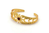 Gold Moon Cuff, Gold Plated Brass Moon Phases Cuff Stone Setting With 1 Pad - Pad Size 6mm N1680