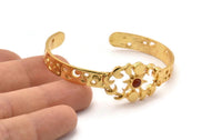 Gold Moon Cuff,  Gold Plated Brass Moon Phases Cuff Stone Setting With 1 Pad -  Pad Size 4mm N1657