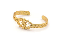 Gold Moon Cuff,  Gold Plated Brass Moon Phases Cuff Stone Setting With 1 Pad -  Pad Size 4mm N1657