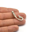 Hook Bracelet Part, 2 Antique Silver Plated Brass Hook Bracelet Charms (36x13x2mm) N0246