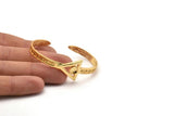 Gold Triangle Cuff, Gold Plated Brass Triangle Cuff Stone Setting With 1 Pad - Pad Size 6mm N1677