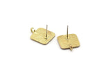 Brass Square Earring, 6 Raw Brass Square Earring With 1 Loop (17x13mm) N1781