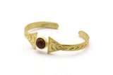 Gold Triangle Cuff, Gold Plated Brass Moon Phases Shaped Bracelet Stone Setting With 1 Pad - Pad Size 10mm N1772