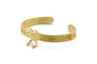 Brass Geometric Cuff, Raw Brass Bracelet Adjustable 4 Claws Setting With 1 Pad - Pad Size 14x10mm N1769