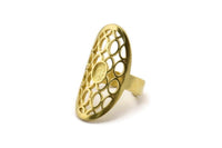 Brass Boho Ring, Raw Brass Boho Ring With 1 Stone Settings - Pad Size 6x4mm N1795