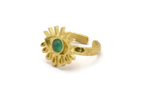 Gold Eye Ring, Gold Plated Brass Eye Ring With 1 Stone Settings - Pad Size 5mm N1786