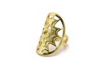 Brass Boho Ring, Raw Brass Boho Ring With 1 Stone Settings - Pad Size 4mm N1788