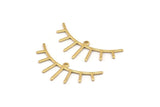 Brass Eyelash Charm, 12 Raw Brass Eyelash Charms With 1 Loop, Pendants, Earrings (36x14x1mm) D1252