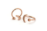 Rose Gold Ring Settings, 2 Rose Gold Plated Brass Moon And Planet Ring With 1 Stone Setting - Pad Size 4mm N0799 Q0816