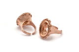 Duke Ring Settings - 1 Rose Gold Plated Brass Duke Adjustable Ring Setting with Pad Size (20x15mm) E387 Q0557