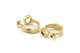 Adjustable Ring Settings, 1 Gold Plated Adjustable Rings with 2 Stone Settings - Pad Size 10mm N0232 Q0246