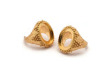 Duke Ring Settings - 1 Gold Plated Brass Duke Adjustable Ring Setting with Pad Size (20x15mm) E386