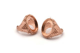 Duke Ring Settings - 1 Rose Gold Plated Brass Duke Adjustable Ring Setting with Pad Size (20x15mm) E386