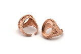 Duke Ring Settings - 1 Rose Gold Plated Brass Duke Adjustable Ring Setting with Pad Size (20x15mm) E386