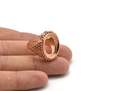 Duke Ring Settings - 1 Rose Gold Plated Brass Duke Adjustable Ring Setting with Pad Size (20x15mm) E386