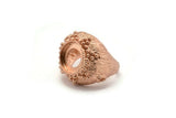 Duke Ring Settings - 1 Rose Gold Plated  Brass Duke Adjustable Ring Setting with 2 Holes - Pad Size 12mm E385 Q0542