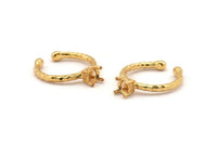 Adjustable Ring Settings - Gold Plated Brass 4 Claw Ring Blanks - Pad Size 6mm N0318