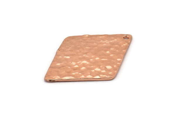 Hammered Diamond Charm, 2 Rose Gold Lacquer Plated Brass Hammered Diamond Flat Charms Pendant, Findings (34x24mm) N0233