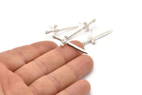 Knight&#39;s Sword Earring, 2 925 Silver Sword Stud Earrings (33x10mm) N0248 A1177