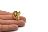 Brass Ring Setting, Raw Brass Duke Ring With 1 Stone Settings - Pad Size 6mm N1810