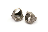 Antique Silver Ring Setting, 1 Antique Silver Plated Ring Setting with Pad Size 21x15mm U052