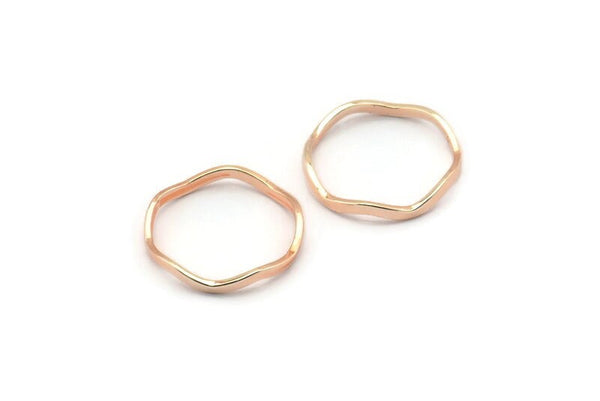 Rose Gold Circle Rings, 24 Rose Gold Lacquer Plated Brass Wavy Circle Rings, Charms (16.5x0.80x1.5mm) BS 1759 Q0393