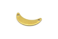 Brass Moon Charm, 24 Raw Brass Crescent Moon Charms With 2 Holes, Blanks (20x6x0.80mm) A2180