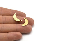 Brass Moon Charm, 24 Raw Brass Crescent Moon Charms With 2 Holes, Blanks (20x6x0.80mm) A2180