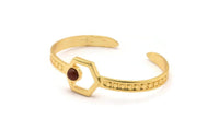 Gold Hexagon Cuff, Gold Plated Brass Hexagon Cuff Stone Setting With 1 Pad -  Pad Size 6mm N1675