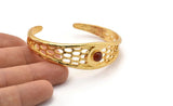 Gold Moon Cuff, Gold Plated Brass Moon Phases Cuff Stone Setting With 1 Pad -  Pad Size 6mm N1649