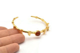 Gold Moon Cuff, Gold Plated Brass Moon Phases Cuff Stone Setting With 1 Pad - Pad Size 8mm N1672