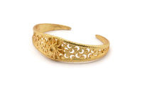 Gold Sun Cuff, Gold Plated Brass Sun Cuff Stone Setting With 1 Pad -  Pad Size 4mm N1683