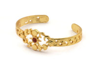 Gold Moon Cuff,  Gold Plated Brass Moon Phases Cuff Stone Setting With 1 Pad -  Pad Size 4mm N1657