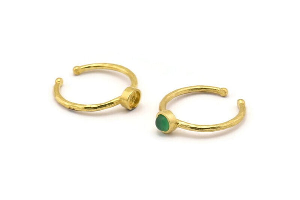 Brass Ring Settings, 6 Raw Brass Round Ring With 1 Stone Setting - Pad Size 4mm N1761