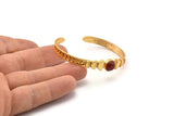 Gold Moon Cuff, Gold Plated Brass Moon Phases Cuff Stone Setting -  Pad Size 8mm N1667