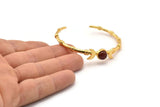 Gold Moon Cuff, Gold Plated Brass Crescent Moon Cuff Stone Setting With 1 Pad -  Pad Size 8mm N1685