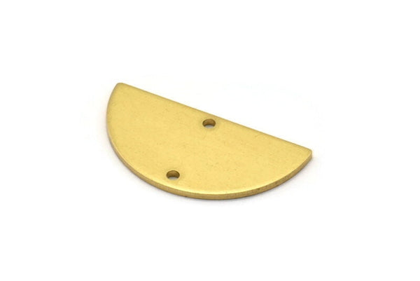 Semi Circle Pendant, 10 Raw Brass Semi Circle Blanks With 2 Holes (30x15x1.2mm) BS 2013