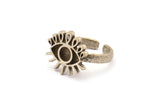 Silver Eye Ring, Antique Silver Plated Brass Eye Ring With 1 Stone Settings - Pad Size 5mm N1786 H1521