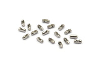 Steel Chain Connector, 100 Silver Tone Stainless Steel Ball Chain Connector Clasps For 1.2mm To 1.5mm Ball Chain, Findings (6x2mm) D0551