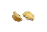 Brass Ribbon Crimp, 24 Raw Brass Textured Ribbon Crimp Ends With 1 Loop, Findings (15x10mm) D0557